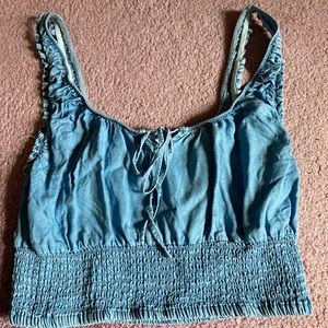Faux denim crop top